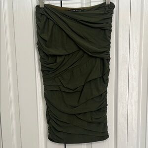 Ralph Lauren Black Label Olive Green Ruched Draped Pencil Skirt 6